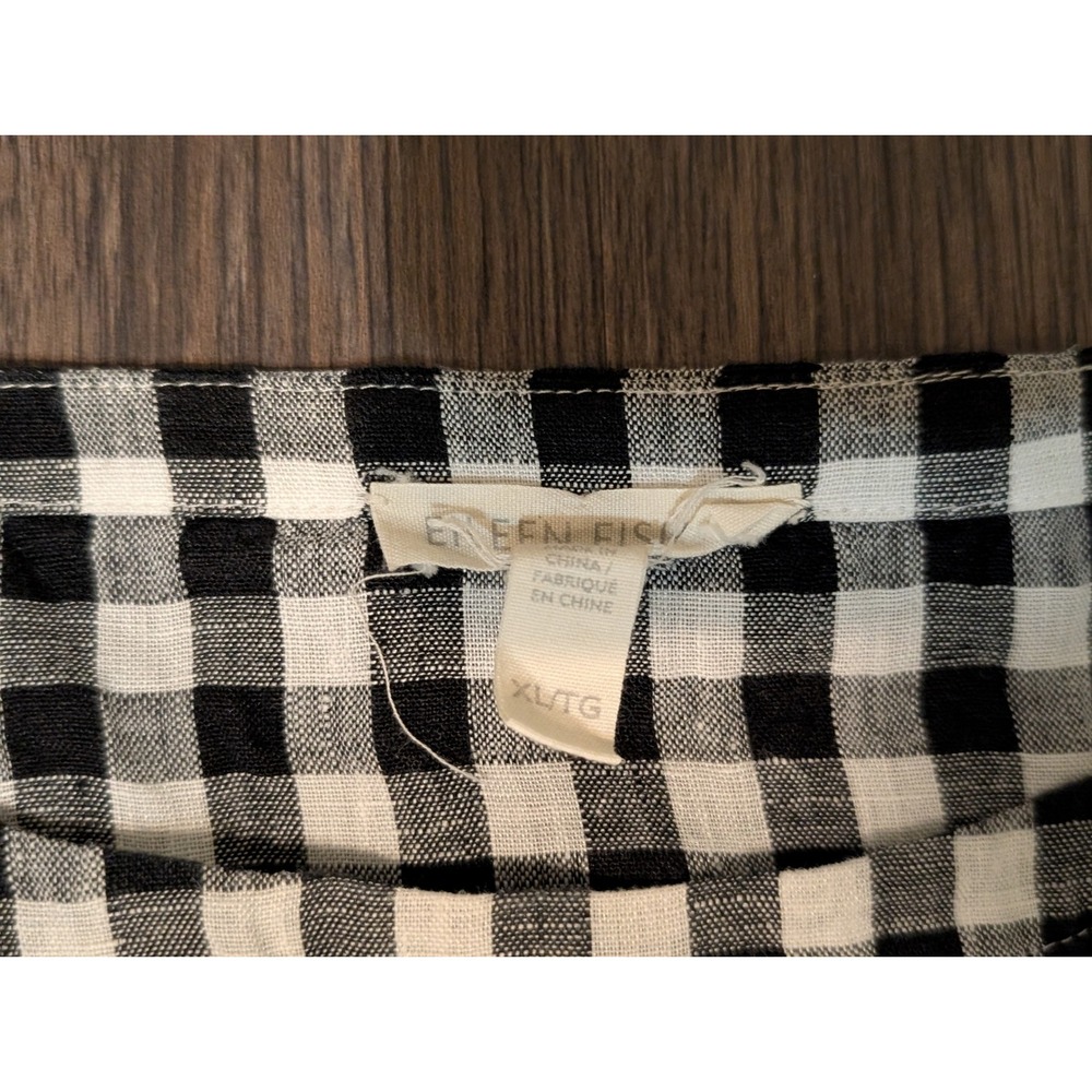 Eileen Fisher Black and White Gingham Boxy Blouse - Picture 3 of 5